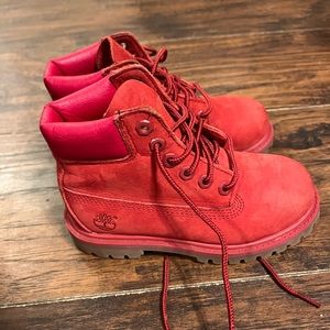 Girls size 10 timberlands red great condition.